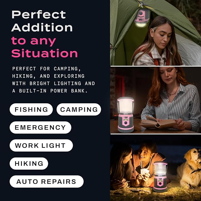 USB Rechargeable Camping Lantern, 400 Lumens LED Lantern, Hanging Tent Lamp, 6000mAh Power Bank, 200 Hour, 6 Modes, for Outdoors & Emergency
