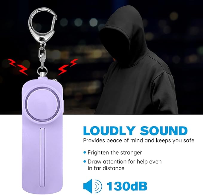 Safesound Personal Alarm: Your 130dB Self-Defense Companion - Keychain Emergency LED Flashlight - Security and Protection for Women, Girls, Kids, and The Elderly (White, 1)
