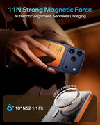 MOMAX Magnetic Wireless Power Bank 10000mAh, Ultra-Slim 0.5" MagSafe-Compatible Portable Charger, 20W USB-C PD Fast Charging, for iPhone 17/16/15/14/13/12 Series(Cosmic Orange)