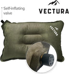 Self-Inflating Camping Pillow – Lightweight & Compact Backpacking Pillow for Hiking, Travel & Outdoor Use – Comfortable Inflatable Pillow for Sleeping – Size 45 x 30 cm (Olive Green)