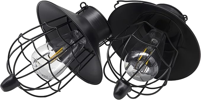 YAKii 2 Pack Solar Lantern Hanging Waterproof Outdoor Metal Solar Lamp with Warm White Light Decorate for Yard Garden Pathway Patio Porch Decor (Black)