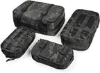 4 Set Tactical Packing Cubes ，Compressible Mesh Duffle Storage Bag,Portable Edc Molle Pouch Organizer.