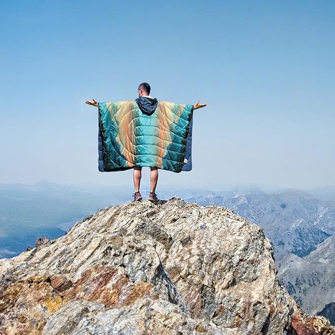 Camping Blanket, Poncho Wearable Hoodie Blankets Outdoor Waterproof Windproof