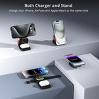 3-in-1 Wireless Charger Stand, LULULOOK 15W Magnetic Charger Wireless Fast Charging Station for iPhone 16/15/14 Series, Aluminum 5W Charger for Apple Watch, AirPods, USB-C Charging Cable Included