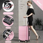 Kono 24 Inch Luggage Suitcase Lightweight with Spinner Wheels TSA Lock Hardside Medium Checked Luggage Durable Rolling Suitcase Pink