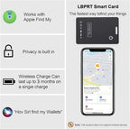 [Apple MFi Certified] LBPRT Air-Tag Card Rechargeable Wallet Tracker Thin 1.6mm, Item Finder Work with Apple Find My APP (iOS Only, Android not Supported) Smart Locator for Luggage Suitcase, Purse,Bag