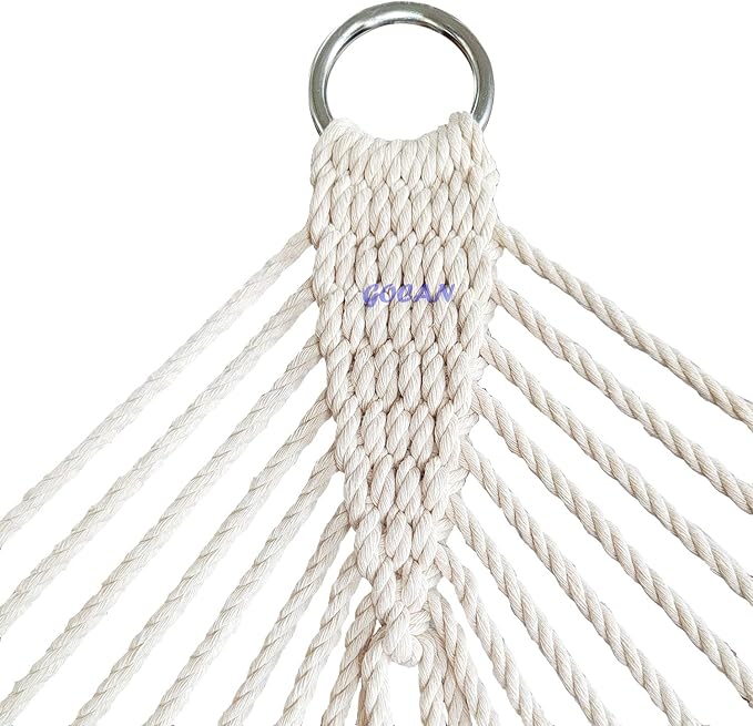 Mesh Hammock,Cotton Rope hammocks with Chains Hooks Tree Straps fit Stands from 9' to 15' for Outside Indoor Patio Yard