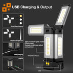 Upgraded Aluminum13200mAh Rechargeable Work Light with Folding Stand and Carrying Bag, 8000 Lumen Cordless Camping Light, White/Warm/Nature White with Detachable Tripod (Standard)