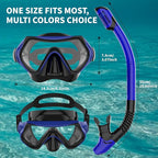 Snorkeling Gear for Adults, JRing Snorkel Mask Set with 180 Degree Tempered Glass Anti Fog Goggles Scuba Dry Top Snorkel for Swimming, Scuba Diving Mask for Men Women