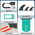 11'6"x35"x6" Wood Grain Stand Up Paddle Board Inflatable, Portable SUP Paddleboard with Complete Accessories, Camera Mount and 10L Dry Bag,Extra Wide Blow Up Paddle Board for Adults Youth Family