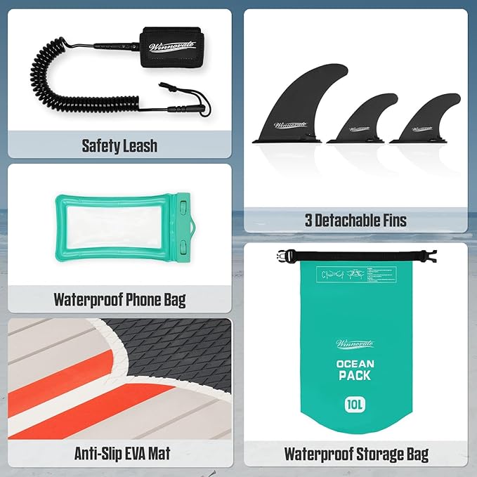 11'6"x35"x6" Wood Grain Stand Up Paddle Board Inflatable, Portable SUP Paddleboard with Complete Accessories, Camera Mount and 10L Dry Bag,Extra Wide Blow Up Paddle Board for Adults Youth Family