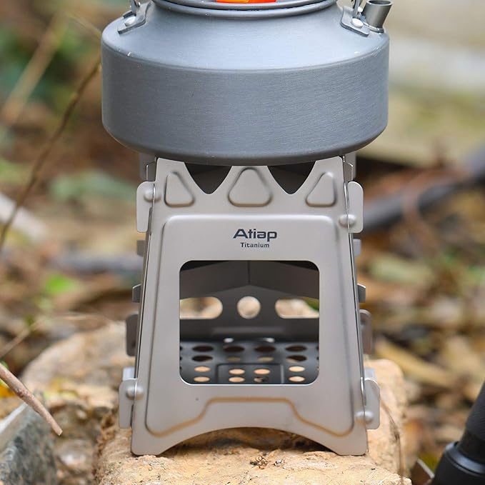 Ultralight Titanium Wood Burning Stove Outdoor Camping Multi-Fuels Alcohol Stove BBQ Stove WS009ST-Ti (Multifunctional Wood Burning Stove)