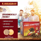 Fire Starter Squares 192 - Fire Starters for Fireplace,Chimney,BBQ Grill,Camping Fire,Wood Stove - Water Resistant and Safe Odourless - Camping Accessories