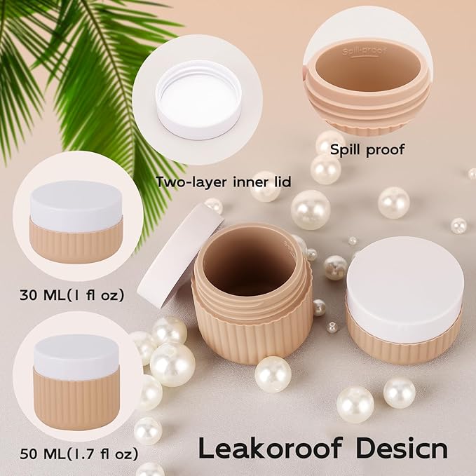 8 Pack Travel Bottles TSA Approved 1oz 3oz Leak Proof Silicone Squeezable Containers in Clear Bag for Cosmetic Face Hand Body Cream