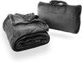 Cabeau Fold ‘n Go Travel and Throw Blanket Plus Compact Case - for Home and Travel - Doubles as Lumbar Pillow and Neck Support Pillow - French Microfiber Comfort - Charcoal