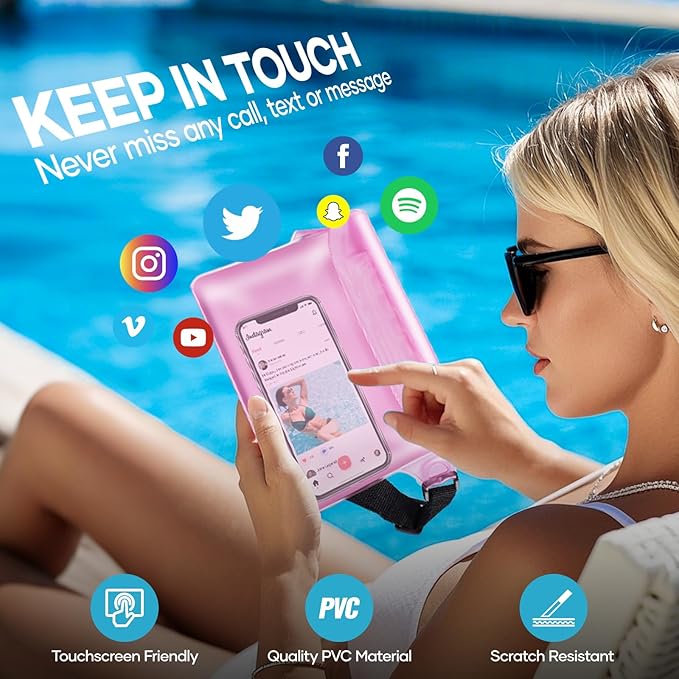 Waterproof Fanny Pack for Women, Waterproof Pouch for Phone Passport Purse, Beach Accessories Dry Bag, Floating Water proof Bags for Cruise Ship Travel Water Park Boating Fishing Diving Kayaking Pool