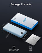VRURC Portable Charger with Wall Plug and Cables, 10000mAh Power Bank with 22.5W Fast Charging USB Port,4 Outputs Dual Inputs Slim Compact Rechargeable Battery Pack Travel Accessories-Blue(1 Pack)