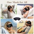 3D Cooling Eye Mask Sleep Mask for Men & Women, 100% Pressure-Free & Light Block-Out Eye Mask for Sleep with Easy Adjustable Strap, Night Eye Cover for Travel, Black