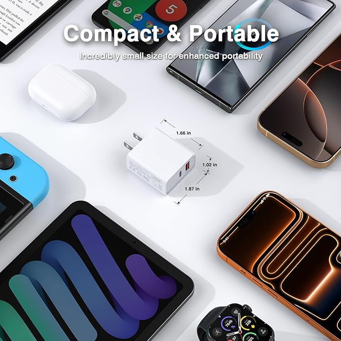 [2 Pack] LCGENS USB C Wall Charger Block 20W, Dual Port PD Power Delivery Fast Type C Charging Block Plug Compatible with iPhone 11/12/13/14/15/16/17 Pro Max, XS/XR/X, Ipad Pro, Samsung Galaxy
