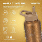 32 Oz Water Bottle with Straw Stainless Steel Sports Water Bottle with 3 Lids (Straw, Chug & Flip Lid) 1 Liter Leak Proof Insulated Metal Jug for Men & Women - Gold Leopard