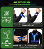 Led Light Up Running Vest Reflective Vest for Runners Night Walking, Rechargeable LED Reflective Running Vest High Visibility with Adjustable Waist/Shoulde, Reflective Armband for Women Men