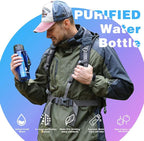 SurviMate Purified Water Bottle for Camping, Hiking, Backpacking and Travel, BPA Free with 5-Stage Intergrated Filter Straw