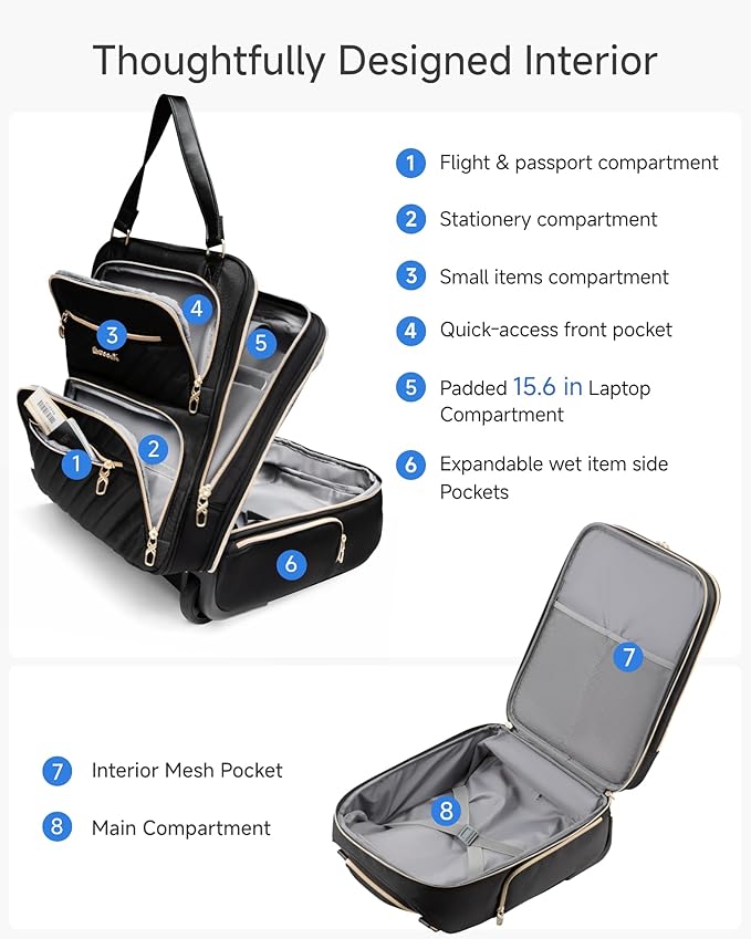 LUGGEX Underseat Carry On Luggage with Wheels, UDK Stylish Lightweight Under Seat Luggage, Soft Sided Personal Item Suitcase for Short Trip (UX-Core, Grey Pink, 16 Inch)