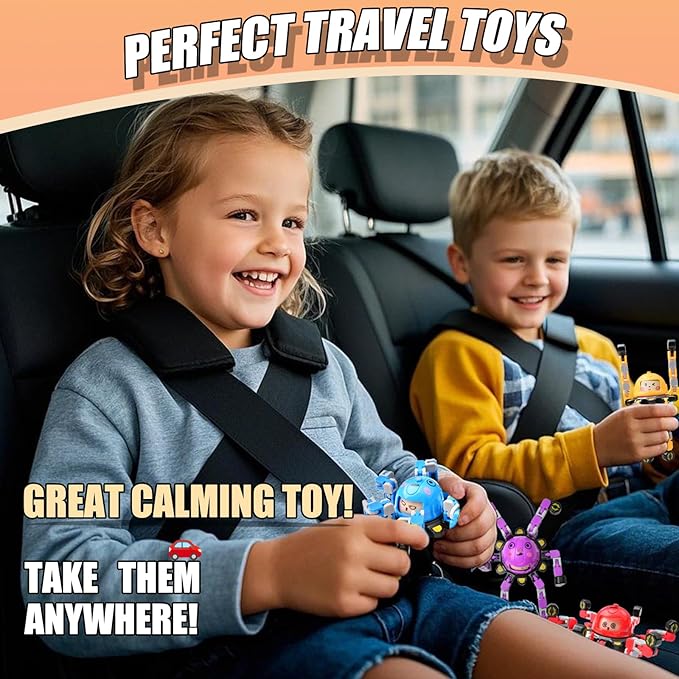 12Pcs Transformable Fidget Spinners for Kids Fidget Toys Teens Adults Sensory Toys with Autism ADHD Party Favors Travel Activities Easter Basket Stuffers Gifts for Kids Boys Girls
