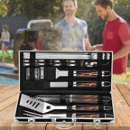Grilljoy BBQ Accessories Grill Tools Set - 22PCS Stainless Steel Barbecue Grill Accessories for Outdoor Grill with Black Aluminum Case - Grilling Gifts for Men Dad -Grill Tools Kit