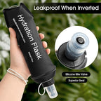 GYGYL Soft Flask, TPU Collapsible Soft Water Bottle for Hydration Pack, Running Vest, Leak-Proof Folding Water Bottle for Hiking Cycling Climbing Jogging-150ml Black