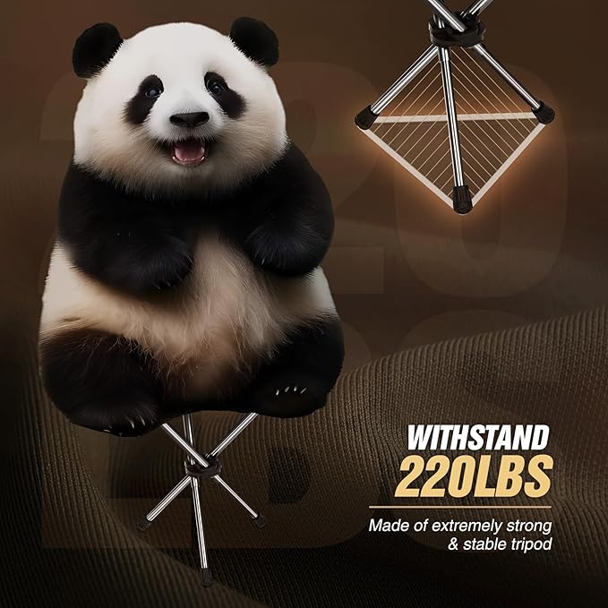 REDCAMP 2 Pack Ultralight Camping stools with Retractable Legs, Portable 3 Legged Tripod Camping Stools for Adults Fishing Backpacking Hunting, Black