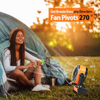 20000mAh Camping Fan, Rechargeable Battery Operated with 360° Rotatable Hook, 400 Lumes Light, 270° Pivot, 4 Speeds, 58Hrs Battery Powered Fan for Outdoor Tent Car Trip BBQ Hurricane Power Outages