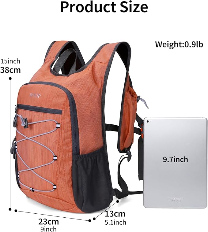 BOVIP 20L Hiking Backpack Lightweight Packable Hiking Daypack Small Travel Outdoor Foldable Shoulder Bag Orange