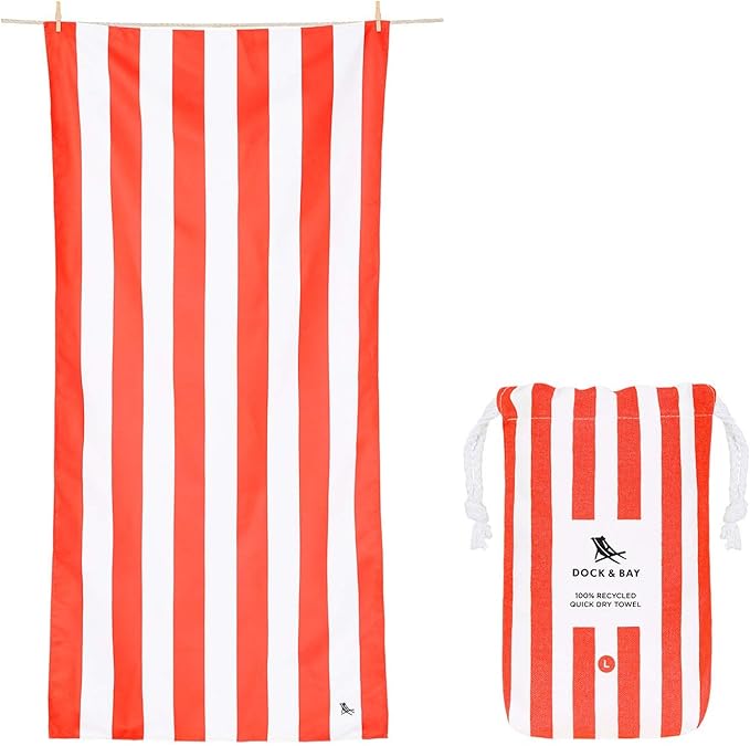 Dock & Bay Beach Towel - Quick Dry, Sand Free - Compact, Lightweight - 100% Recycled - Includes Bag - Cabana - Set A (4), Large (160x90cm, 63x35)