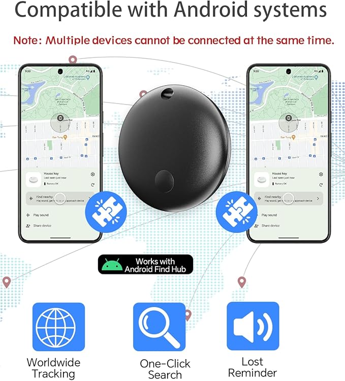 Air Tracker Tag IP67 Waterproof Bluetooth Tracker, Keychain Finder, Item Locator for Bags, Backpacks, Luggage, Pets, Wallets (Android Only Black-4)