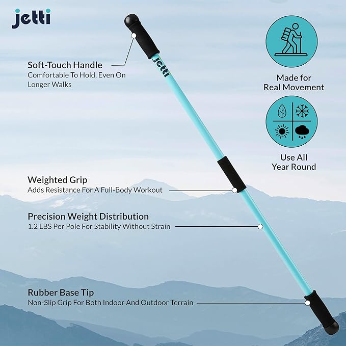 Weighted Walking Sticks for Seniors, Women & Men – 1.2lb Each Ergonomic Hiking Poles for Balance, Posture & Stability – Durable Trekking Poles for Walking