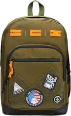 Swissdigital Design Big Student Laptop Backpack with Fun Personalized Patches For College Boy & Girl, Middle High School Teen Bookbag Cool Travel Daypack Olive - Includes 3 Patches | SD1718-26