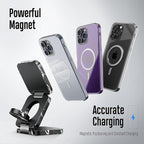 KU XIU Fast Wireless Charger, Magnetic Foldable 3 in 1 Charging Station for iPhone 17/16/15/14/13/12 Pro/Plus/Pro Max, 5W Portable Charger for Apple Watch9/8/7/6/5/4/SE, for Airpods