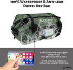 Waterproof Motorcycle Duffel Bag Roll Top Dry Duffel Bag with Quick-fixed Straps for Rafting, Boating, Kayaking, Travel, 50L(Army Green)