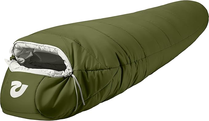 Retrospec Dream Sleeping Bag - 5, 15, 30 Mummy for Camping, Insulated Cold Weather, Lightweight Stuff Sack, Water-Resistant, Adjustable Draw Cords, Adult