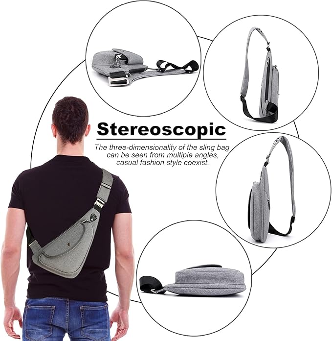 Peicees Sling Bag For Men Women Small Crossbody Backpack Shoulder Bag Man Purse Chest Bag For Hiking Travel