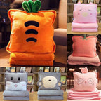 Fruit Throw Blanket and Pillow Set, Travel Blanket Compact Convenient Bed Throw Pillows with Airplane and Car Suitable for Office Nap Time (E, 67in x 39in)