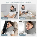 Skechers Memory Foam Neck Pillow, Comfortable & Breathable Travel Pillow,Neck Pillow Airplane for Travel, Car Rides, Home, and Office Use, Ergonomic Design for Men and Women,Grey