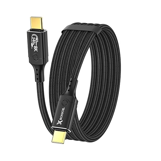 40Gbps USB 4.0 to USB C Cable for Thunderbolt 4 Cable 3.3ft USB4 Sync 8K/5K@60Hz Display Type C 240W Charging Compatible iPhone 15/16 Pro/Max GoogL/MacBook Pro/Air iPad Laptop Monitor(Black)