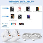10Foot iPhone 17/16/15 Cord Fast Charging,2Pack Super Quick 60W i Phone USBC Charging Block 5-Port Phone Plug Long 10FT Type C Woven Cable for i Phone17/17 Air,iPhone 16e/16/15/15Pro,iPad Pro/Air/Mini