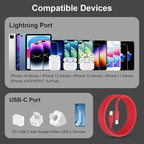 2Pack Red Fast Charger Cable 6ft [Apple MFi Certified], USB Type C to Lightning Cable 6 Foot Apple iPhone Charging Cord for Apple iPhone 14 13 12 Pro XR XS Max X 8 Plus