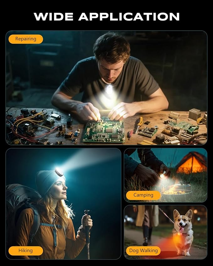 500LM Ultra Bright Running Lights for Runners, 10 Modes Mini EDC Flashlight with Spot & Flood Light, IP65 Waterproof Rechargeable Small Clip on Flashlight for Camping, Hiking, Jogging, Work