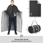 STOVER Waterproof Stadium Blanket – Portable Outdoor Camping Blanket for Travel, Picnics, or Sports – Warm, Windproof, Lightweight, and Packable (Onyx Black)