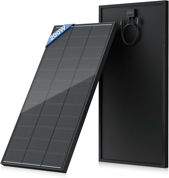 200 Watt Solar Panel 18BB, 25% High Efficiency, N-Type 12V 200W Solar Panel, Monocrystalline PV Modules, for Rooftop, RV, Farm, Trailer, Marine, Home Off-Grid System