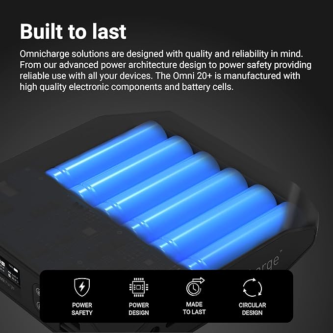 Omni 20+ Professional Premium Portable Power Bank with AC Outlet 20,000mAh/71Wh,Laptop Power Bank,Universal Charger for All Devices, Fast Charging USB-C & QC 3.0, Travel-Friendly Power Solution
